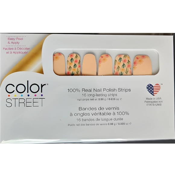 Color Street Other - Color Street Peach and Green Floral Nail Strips